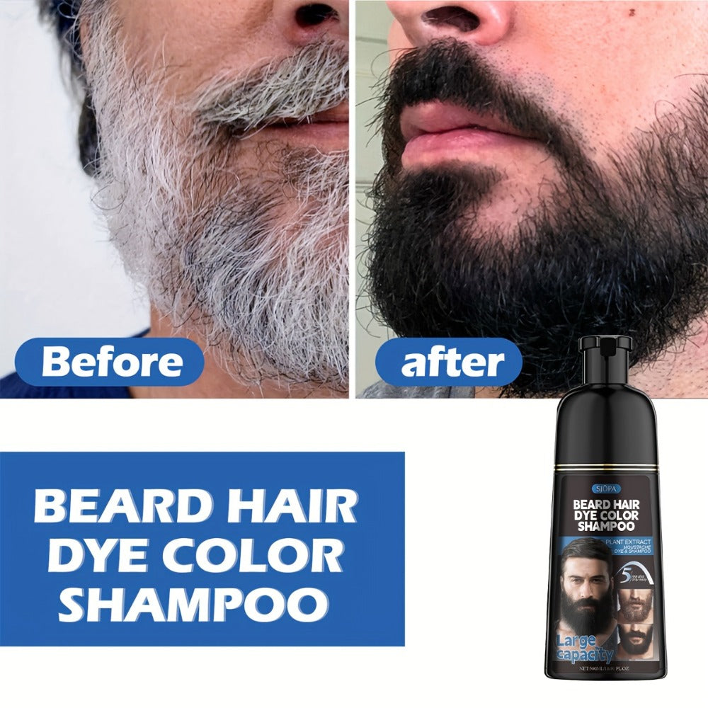 Men's Black Beard Dye 3-in-1 Hair & Beard Color Kit - Fast Blackening in 10-15 Minutes, Nourishing Skin-Safe Formula — image 