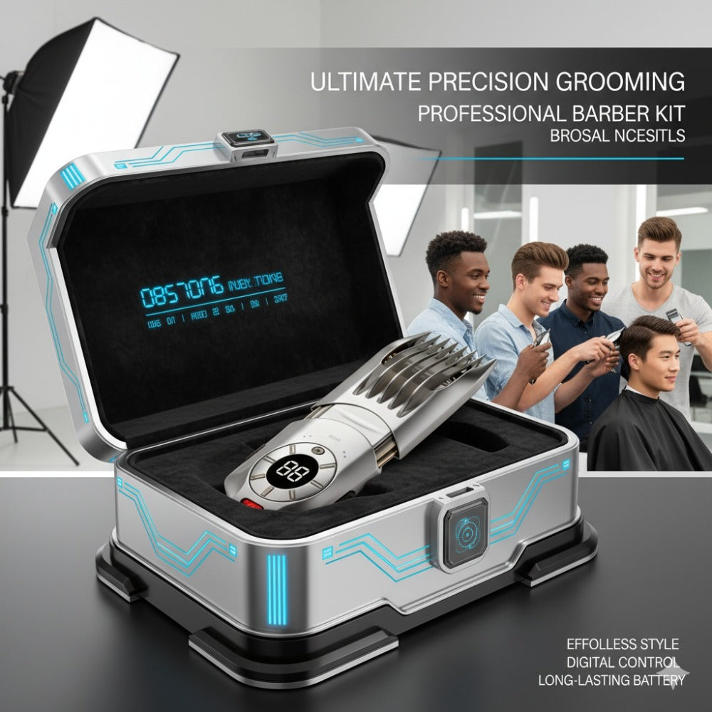 Professional Electric Hair Clipper Set for Men – 5-Speed LED Display Rechargeable Beard Trimmer & Hair Carving Kit — image 15