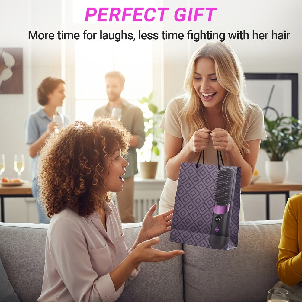 Ionic Hair Straightener Brush USB-C Rechargeable 3-in-1 Straightener Curler Styler, Adjustable Temperature — image 11