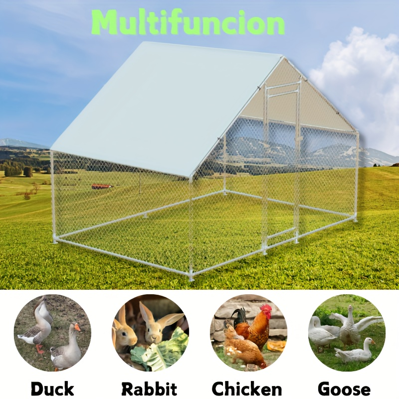 Walk-In Metal Poultry Enclosure in Six Size Options with Mesh Walls, Door and Partial Roof Cover — image 12