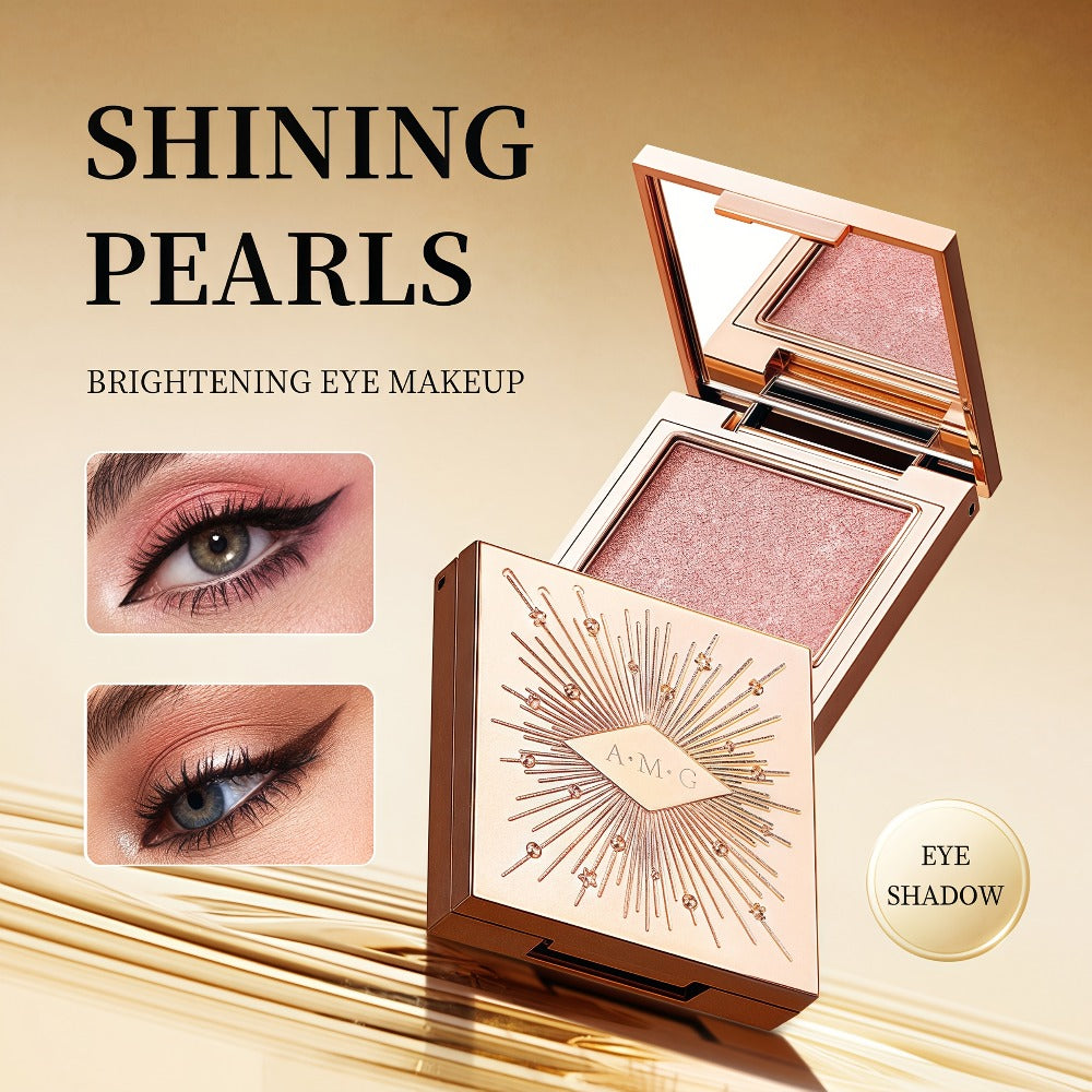 Shimmer Eyeshadow Palette 5 Shades Glowing Waterproof Creamy Blendable Formula with Built-in, for Makeup, Travel and Everyday