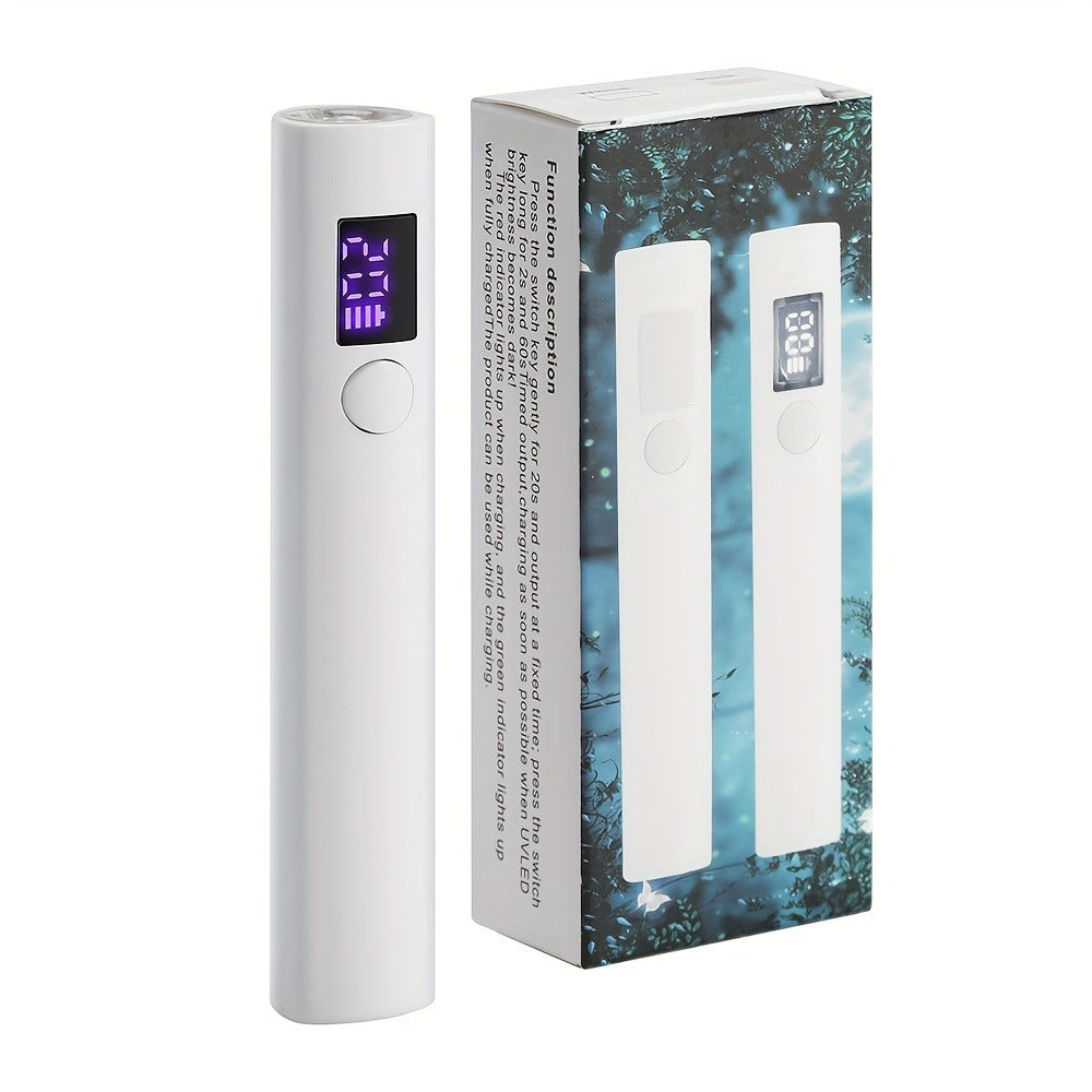 UV LED Nail Lamp Pen-Shape Cordless Rechargeable 365+405nm Gel Polish Curer – Portable Mini Nail Dryer with 2 Timer Modes 20s