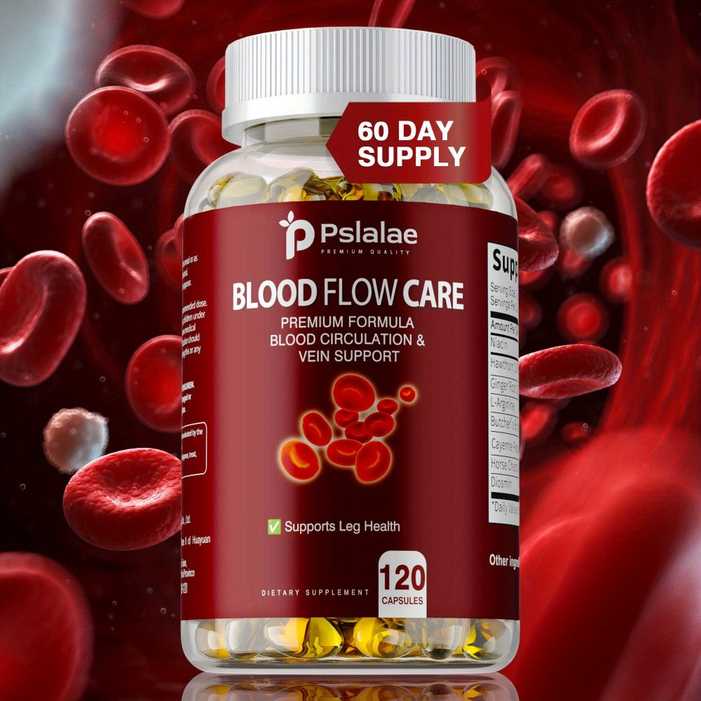Blood Flow Support Capsules with Niacin, Hawthorn & Ginger Root, Heart Health & Leg Circulation Supplement — image 1