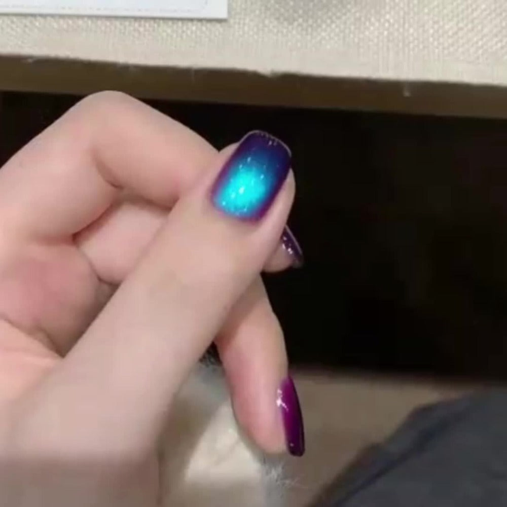 Cat Eye Magnetic Gel Nail Polish 10ml – Blueberry Glitter Purple Blue Glass Bead Sparkling Effect, UV LED Semi-Permanent Gel 