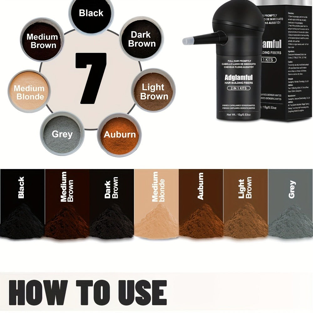 15-Gram Hair Fiber Kit with Directional Spray Applicator in Four Black and Brown Shade Options — image 24