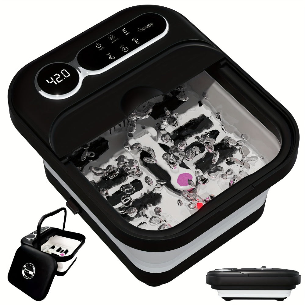 Foot Spa Massager Collapsible with Heater & Temperature Control – Foot Bath with Bubbles, 6 Massage Rollers, Vibration — imag