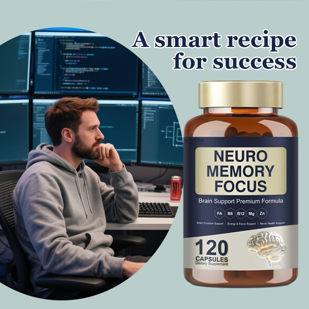 Memory Focus Brain Supplement 120 Capsules, Advanced Nootropic Formula with Ginkgo Biloba, Bacopa Monnieri — image 6