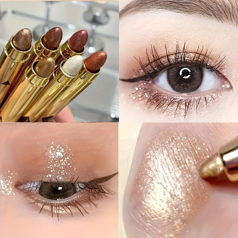 Six-Piece Shimmer Eyeshadow Stick Set with Dual-Ended Sponge Applicators and Mixed Metallic Shades — image 4
