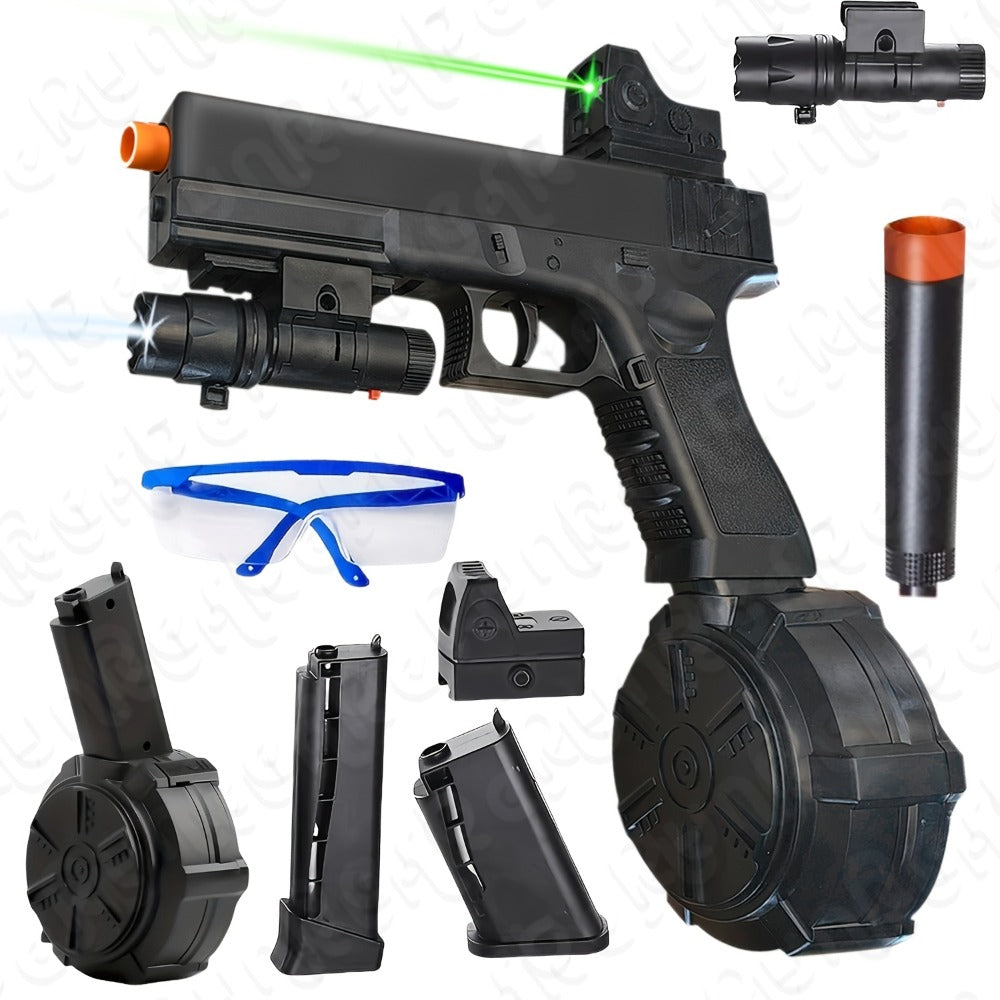 Black Electric Gel Blaster Set with Three Magazine Styles, Sight, Flashlight, Goggles and Charging Cable — image 6