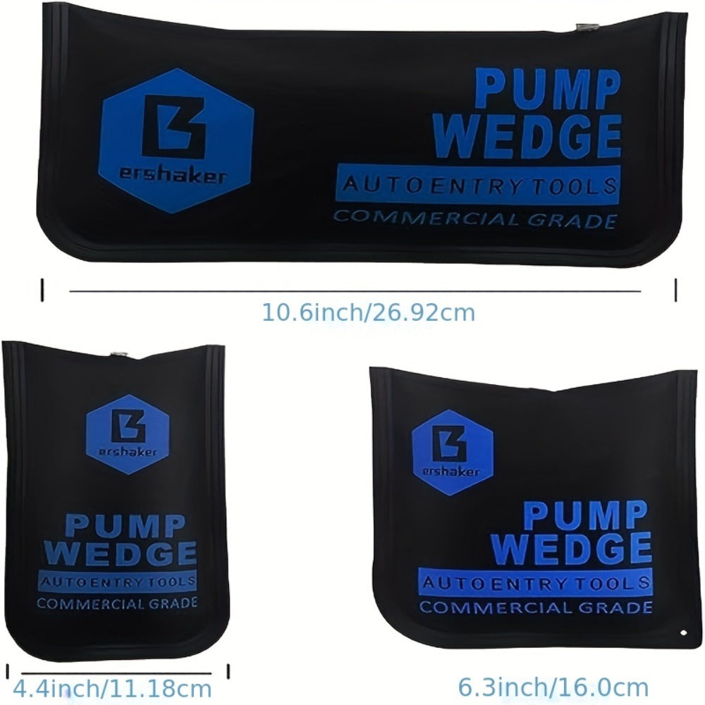 Car Air Wedge Pump Bag 3-Pack – Blue Auto Body Restoration Airbag Tool for Door Panel Opening, Lock Picking & Dent Repair | N
