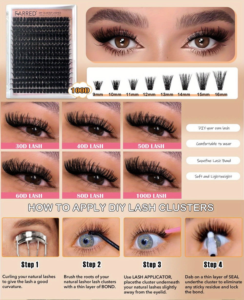 D-Curl Lash Extensions Tray with 272 Pre-Grouped 100D Thick Clusters in Mixed 8-16mm Lengths — image 8