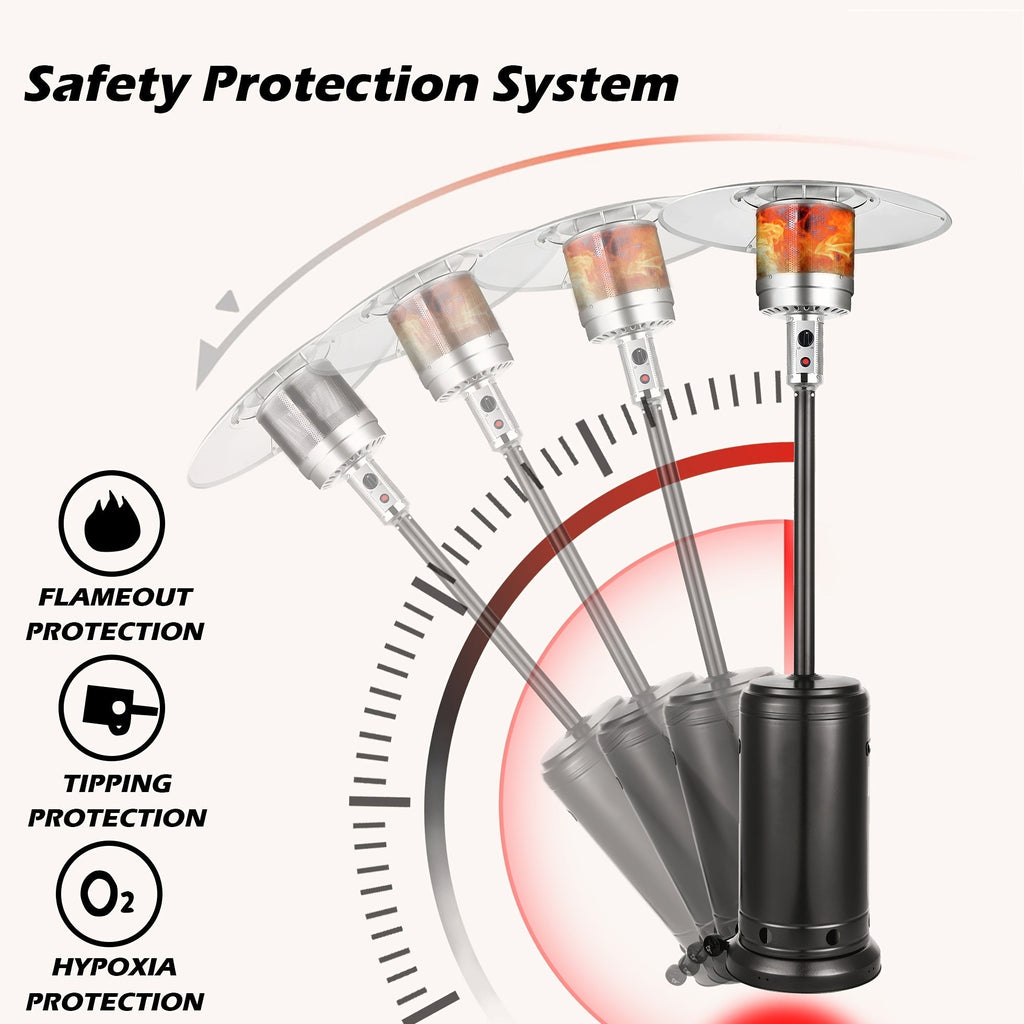 Propane Patio Heater 47000 BTU Outdoor Standing Heater with Wheels, 18-Foot Heating Radius, Fast Heat in 1 Min — image 3