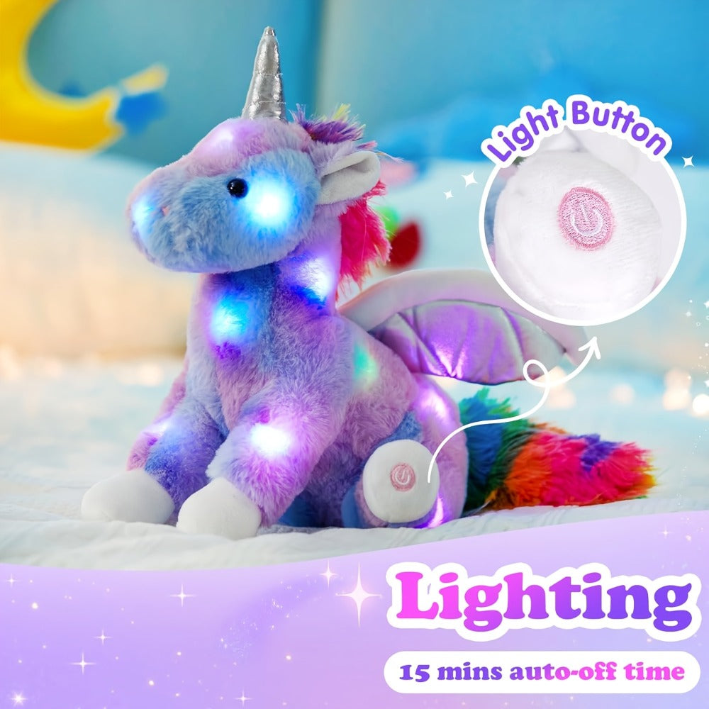 Plush Toy Rainbow Unicorn with LED Glow and Choice of Music or No-Music Light-Up choices for Bedtime — image 7