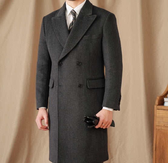 Double Breasted Coat Wool Atmospheric Field Coat