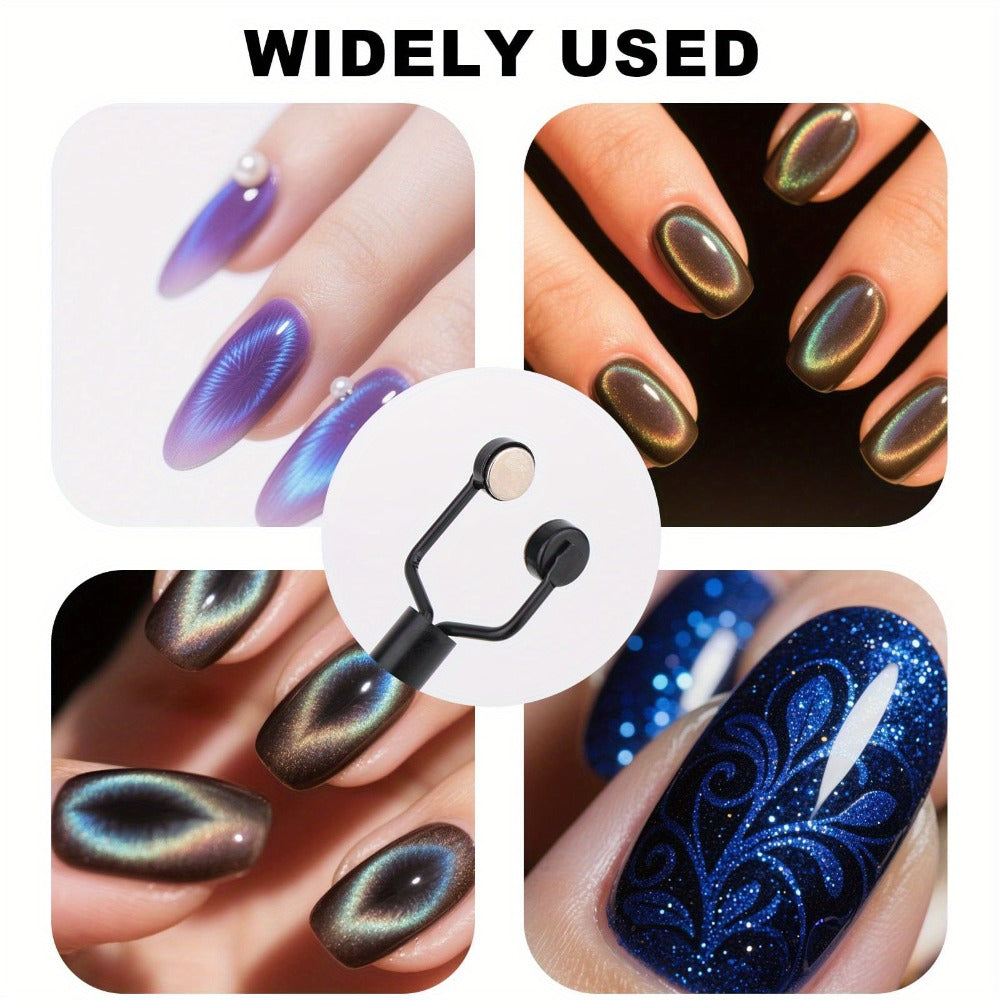 4-in-1 Y-Shaped Cat Eye Nail Magnet Stick Double Head – Heart & Multi-Pattern Magnetic Tool for Cat Eye Gel Polish Nail Art —