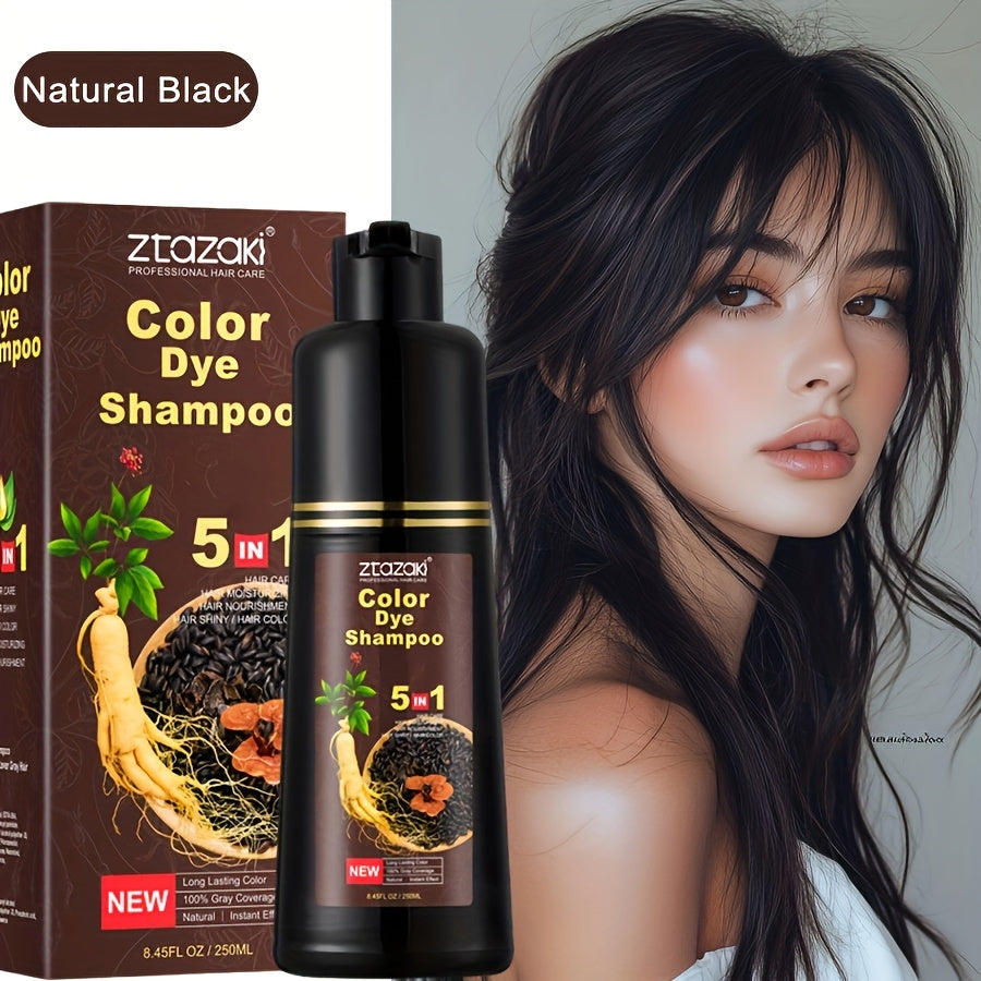 Hair Color Shampoo, ZTAZAKI 5-in-1 250ml Bottle with Six Black, Coffee and Brown Color Options — image 9