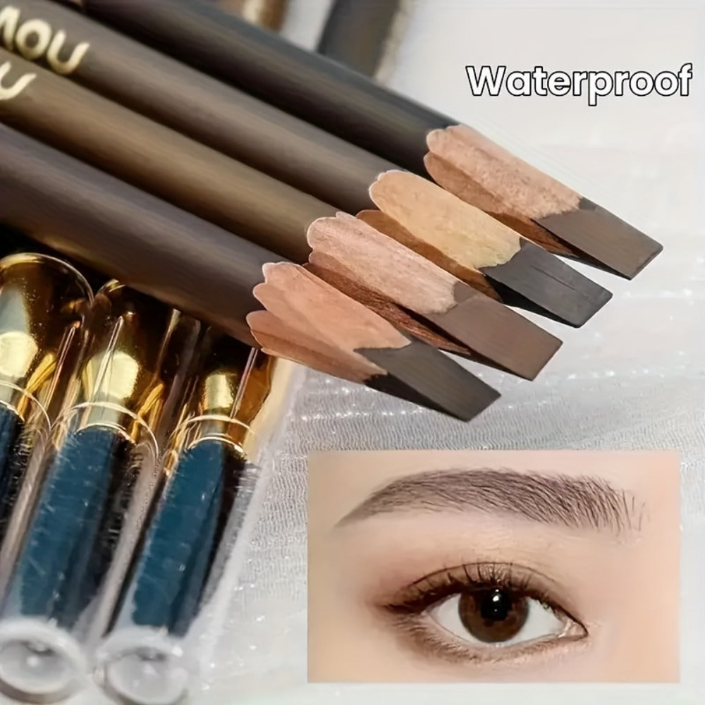 Four-Color Wood Eyebrow Pencil Set with Sharpened Brown-Tone Tips, Spoolie Ends and Approx. 20 cm Length — image 12