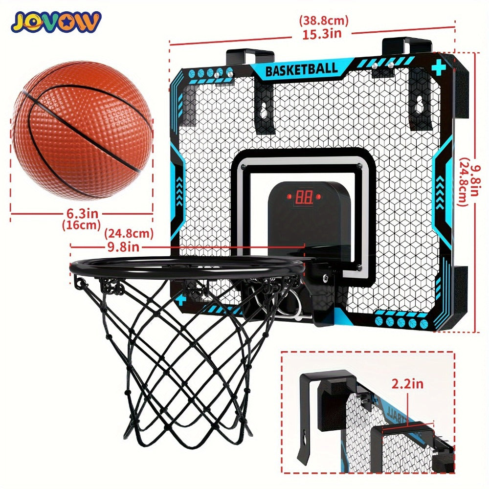 Over Door Basketball Hoop with LED Lights & Electronic Scoreboard, Mini Hoop Set with 4 Balls for Kids Teens Adults — image 2
