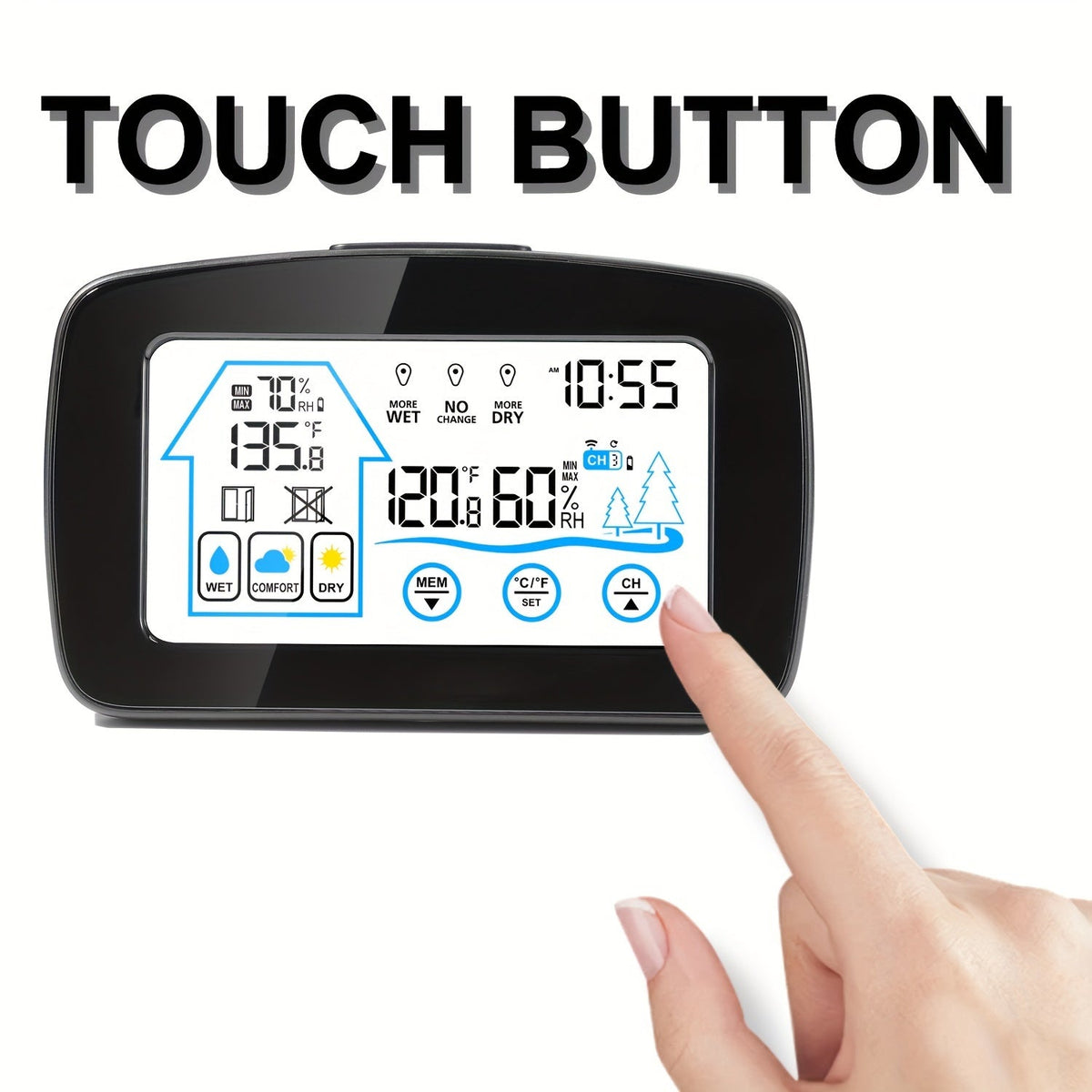Digital Weather Station | Touch Screen Clock Thermometer Hygrometer — image 12