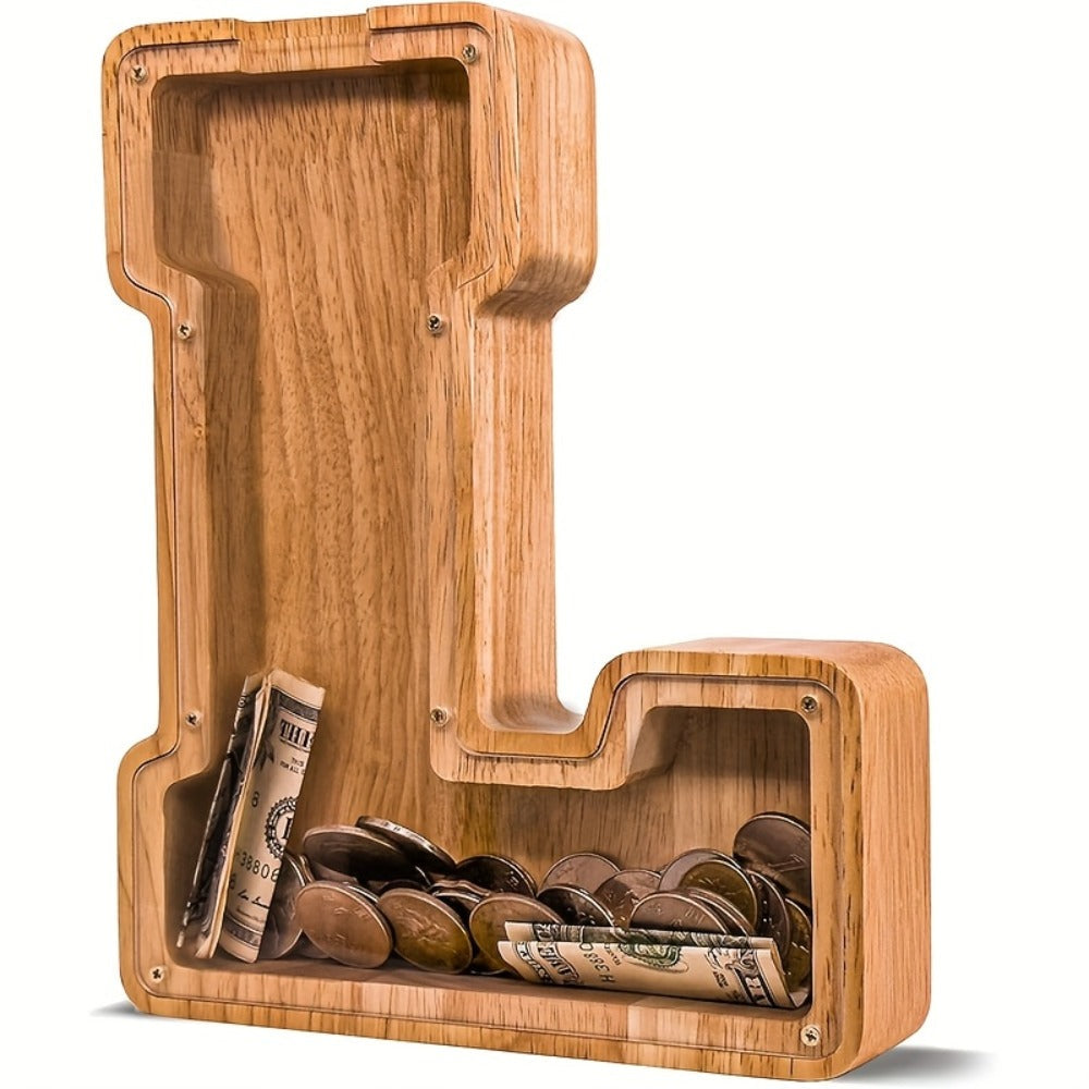 Wooden Letter Penny Bank – Alphabet Coin Bank Savings Box for Kids & Adults, Personalized Money Bank Birthday Gift — image 20