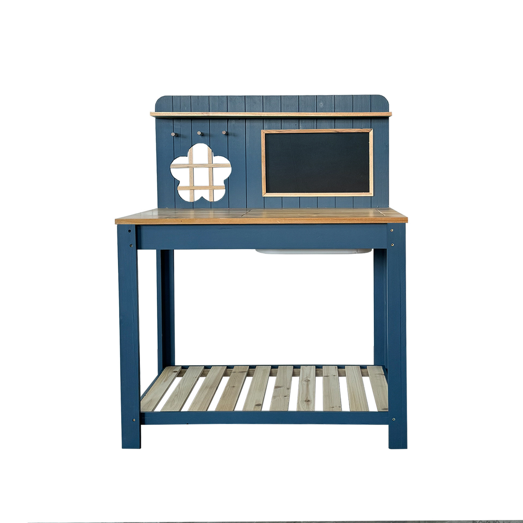 Potting Bench with Blackboard Removable Sink Hooks Double Shelf for Garden — image 23