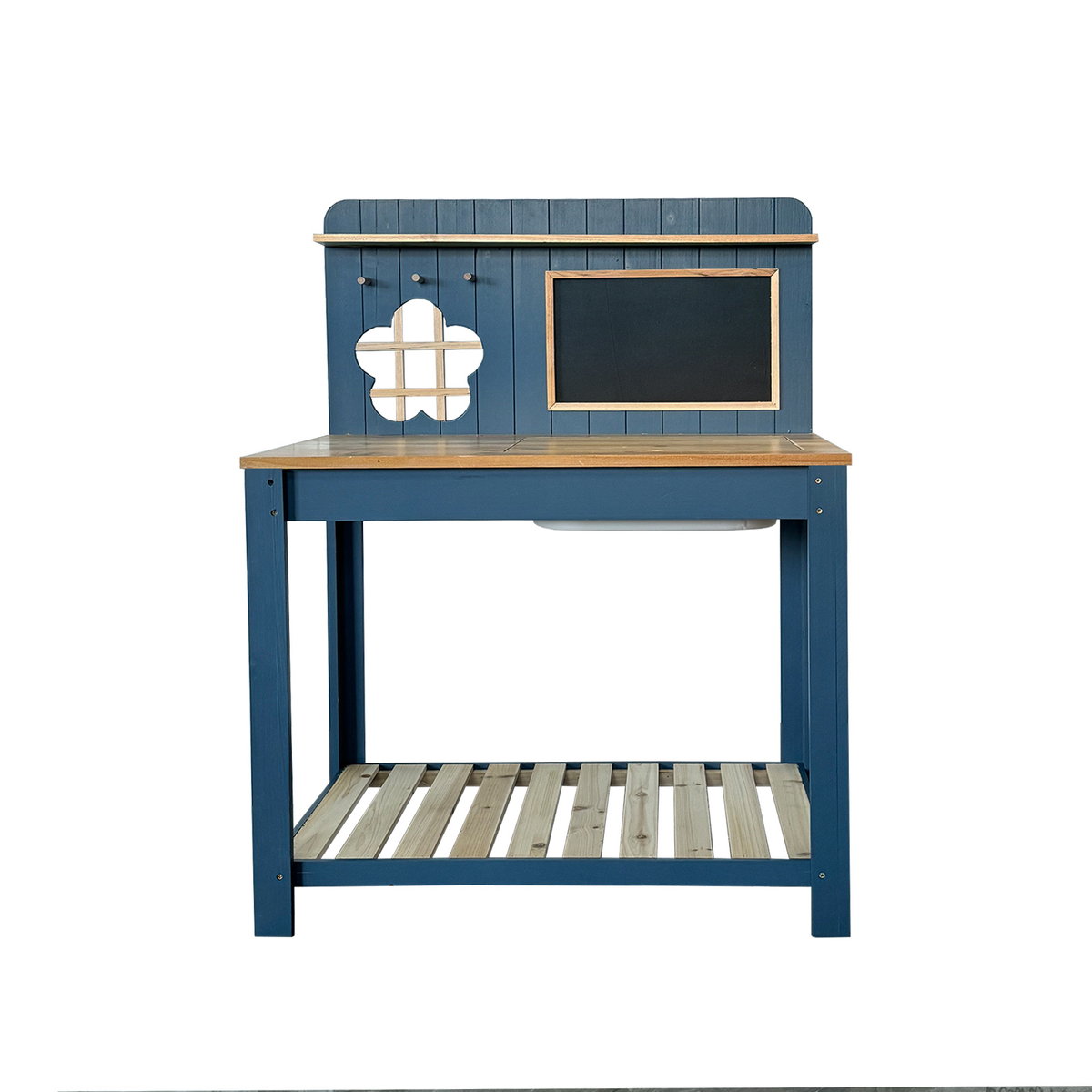 Potting Bench with Blackboard Removable Sink Hooks Double Shelf for Garden — image 23