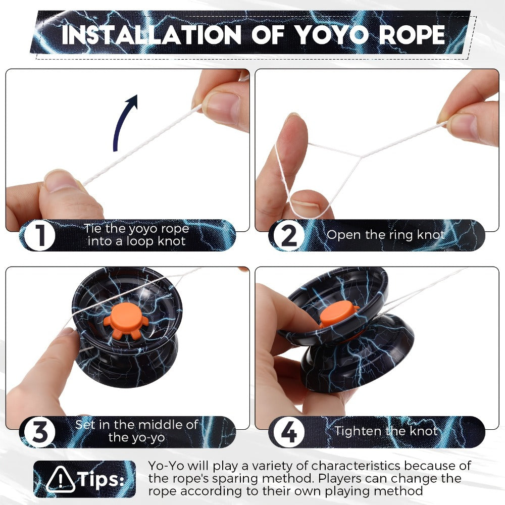Metal Yoyo Ball 4 Pack Alloy Responsive Yoyo String Trick Toy for Beginners Kids Boys Adults Auto Return Technology Multi Sty