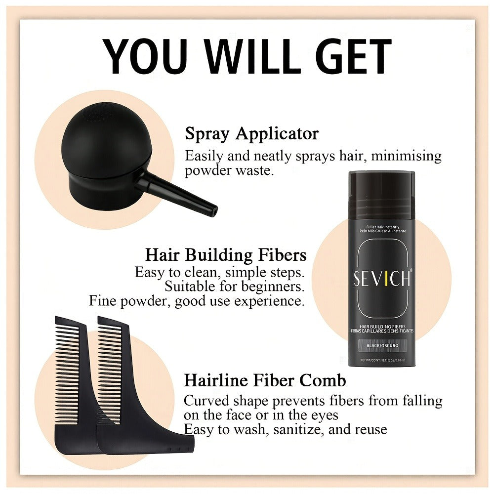 Hair Thickening Fibers Set 2-in-1 with Applicator Spray - Instant Volume & Fuller Look for Thinning Hair — image 14