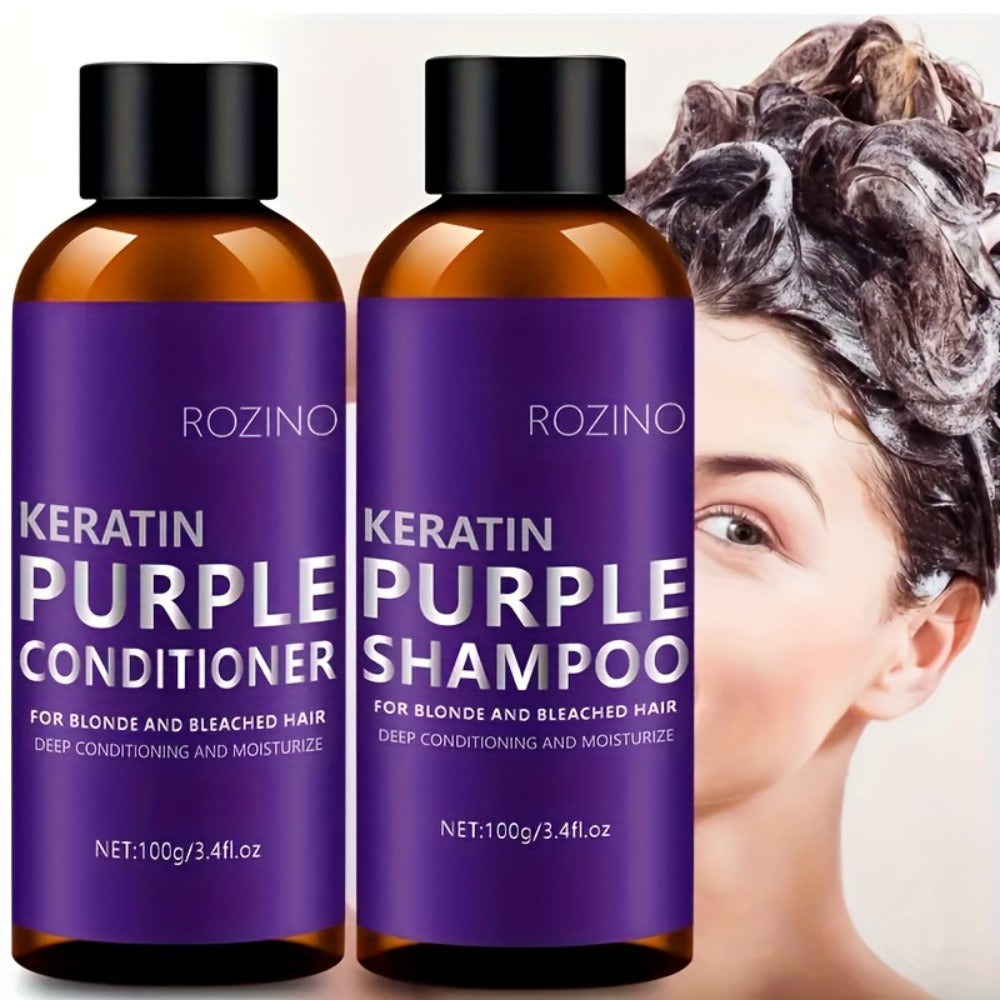 ROZINO-Labeled Purple Shampoo and Conditioner Two-Piece Set in 100g Bottles with Matching Presentation Box — image 2