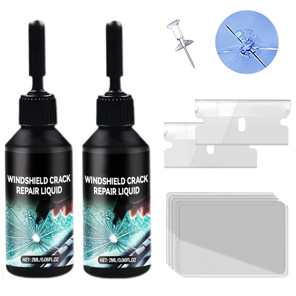 Windshield Repair Kit – Nano Resin Fix for Chips, Bullseye & Star Cracks in 15 Minutes, DIY Glass Crack Repair with Suction I