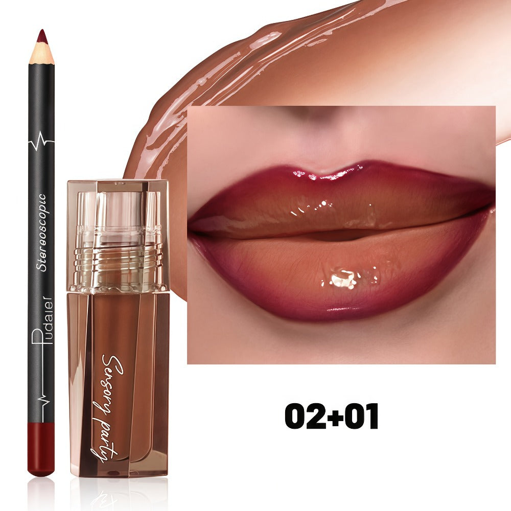 Dewy Glass Lip Gloss & Liner Duo – Hydrating Water-Gloss Luminous Finish with 3D Precision Matte Lip Liner — image 8