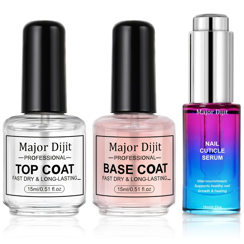 Nail Base Coat and Top Coat Kit – High Gloss Long-Lasting Air Dry Non-Gel Nail Care Set with Nutrient Oil & Drying Agent — im