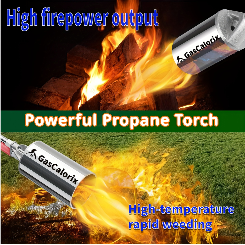 Weed Burner Torch Propane with 10ft Hose & Turbine Trigger, High-Output Flame Weeder with Cylinder Converter for Garden Weedi