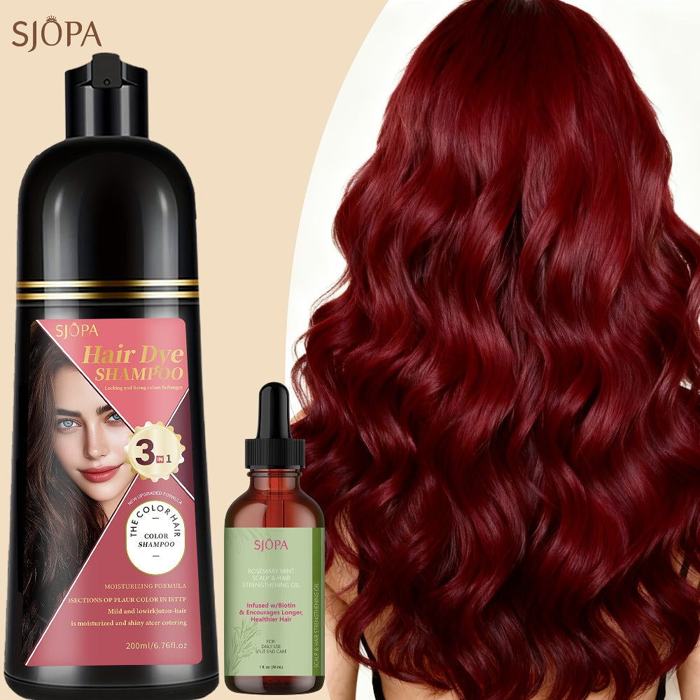 Hair Color Shampoo, SJOPA 3-in-1 Bottle-and-Dropper Set with 10 Rose, Brown, Purple and Black Color Options — image 5