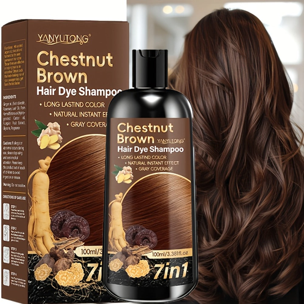 Hair Color Shampoo, YANYUTONG 7-in-1 100ml Bottle with Brown, Chestnut Brown or Black Options — image 6