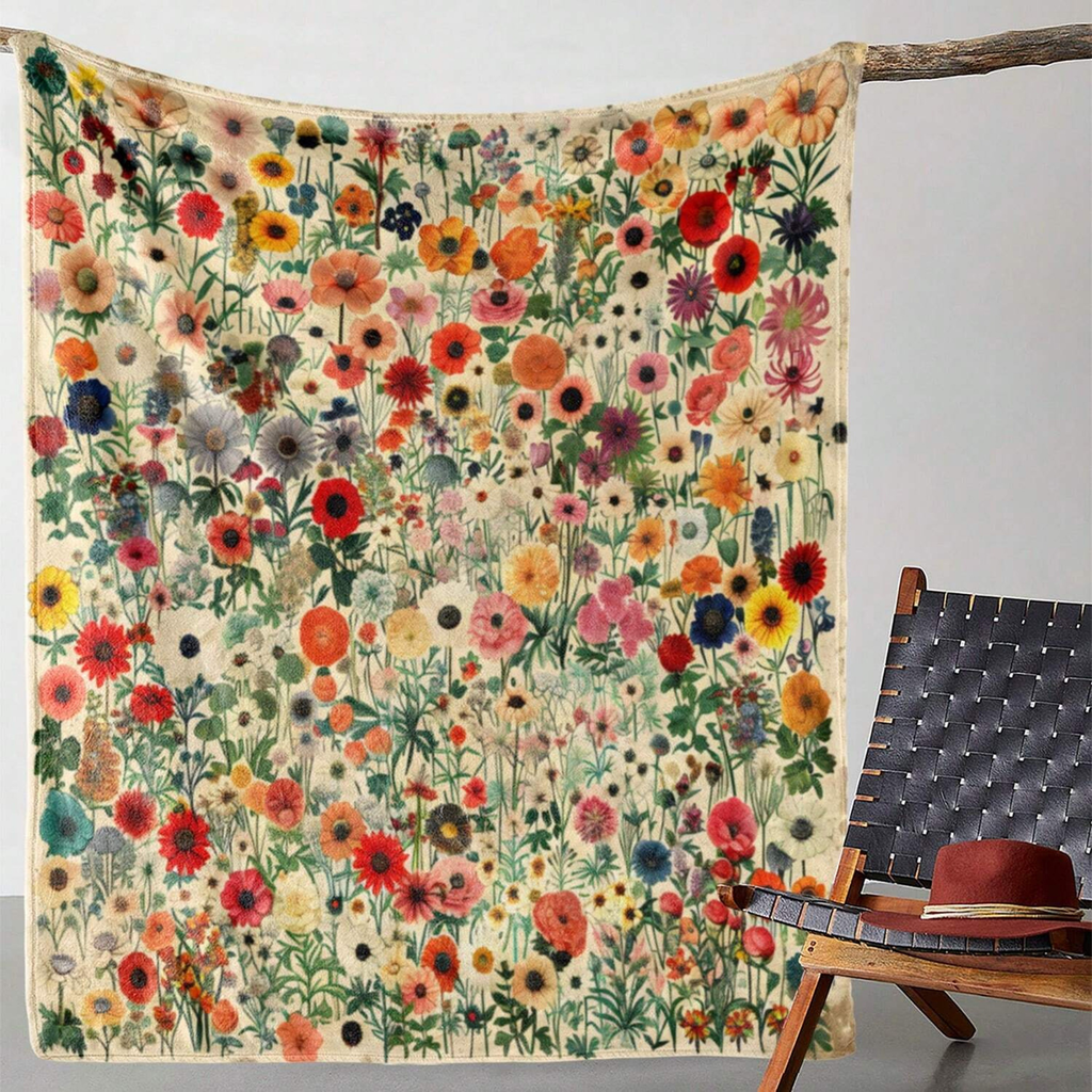 Vintage Floral Flannel Throw Blanket 200-250GSM Washable — image 8