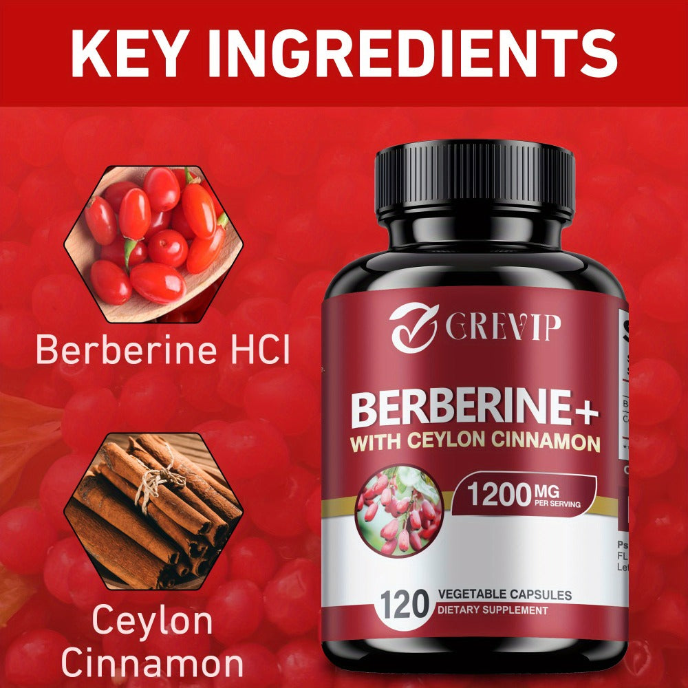 Dietary Supplement Berberine HCl and Ceylon Cinnamon Capsules, 120 Count with Multi-Bottle Options — image 8