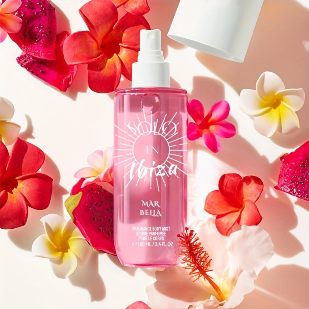 Body Hair Fragrance Mist Gift Set 2-Piece SOLO EN IBIZA Perfume Mist Body Cream Vanilla Fruit for Bath Time, Home Spa and Per
