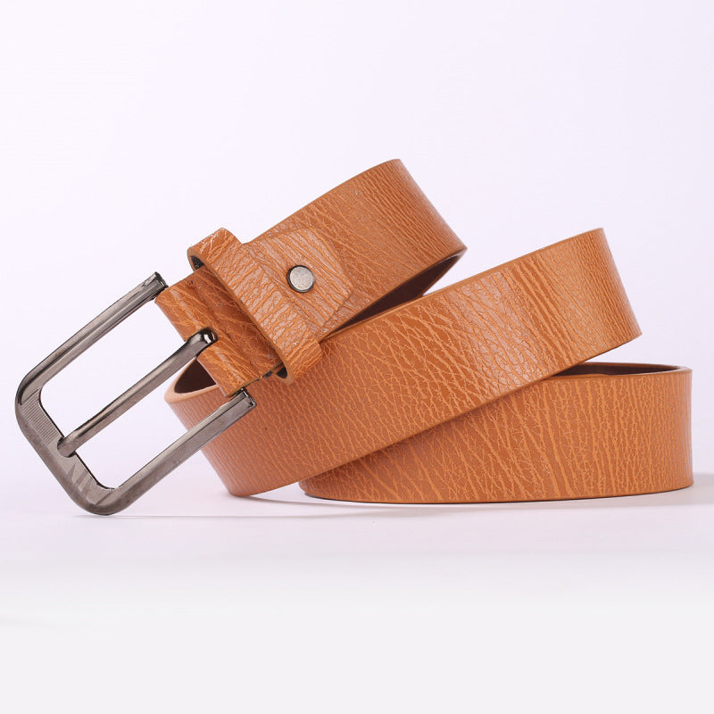 Mens Casual Leather Belt With A Pin Buckle For Pants