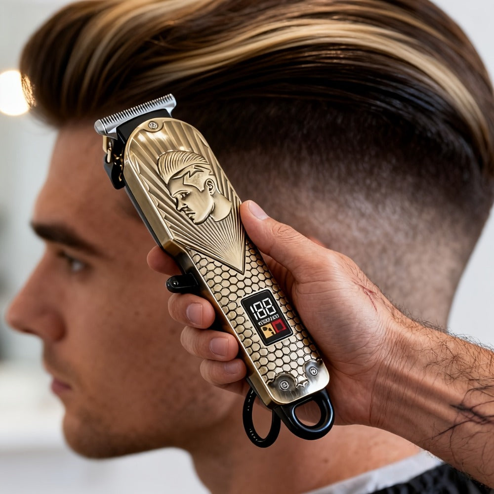 JH702 Hair Clipper Set with DC01 Fashion Belt, Digital Display, USB Charging and Two Engraved Design Options — image 10
