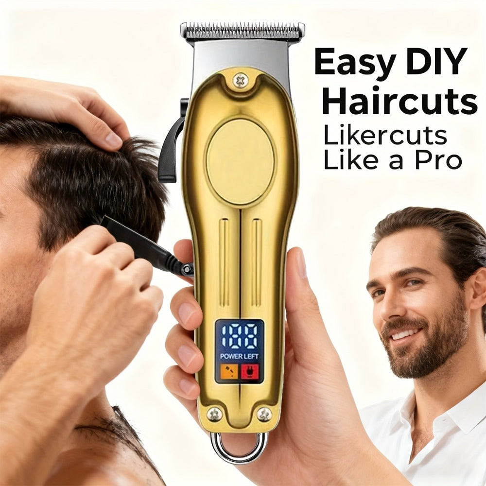 Cordless Hair Clipper Set for Men & Women – Professional Wireless Barber Clippers with T-Blade Trimmer, LED Screen, Adjustabl