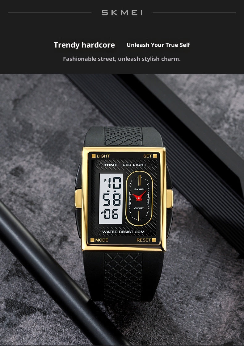 Simple Student Youth Fashion Trend Double Display Multi-functional Sports Waterproof Electronic Watch