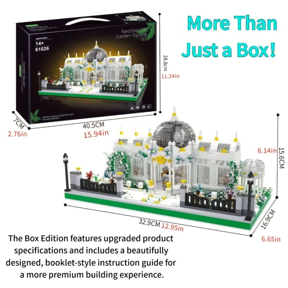 6700-Piece Garden Plaza Building Block Model in Boxed or Bagged Versions with Dome, Flowers and Fence — image 2
