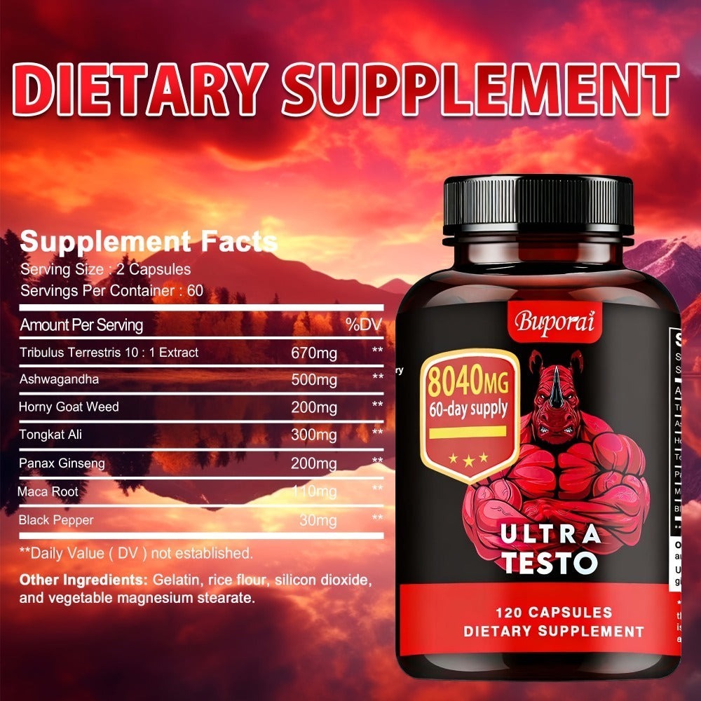 Ashwagandha Tongkat Ali Supplement for Men with Maca Root, Ultra Testo Triple Adaptogen Formula for Testosterone Support — im