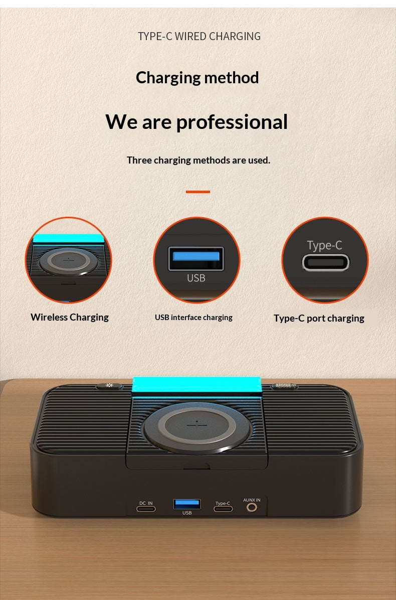 New Wireless Charging Ambient Night Light With Dual Bluetooth Speakers