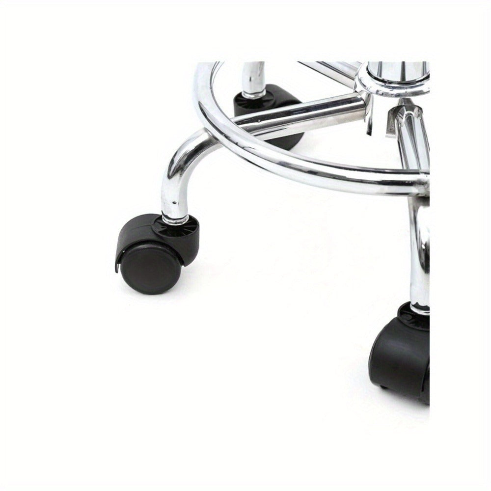 Adjustable Salon Stool with Backrest, Ring Footrest, Five Casters and Black or White Round Padded Seat — image 9