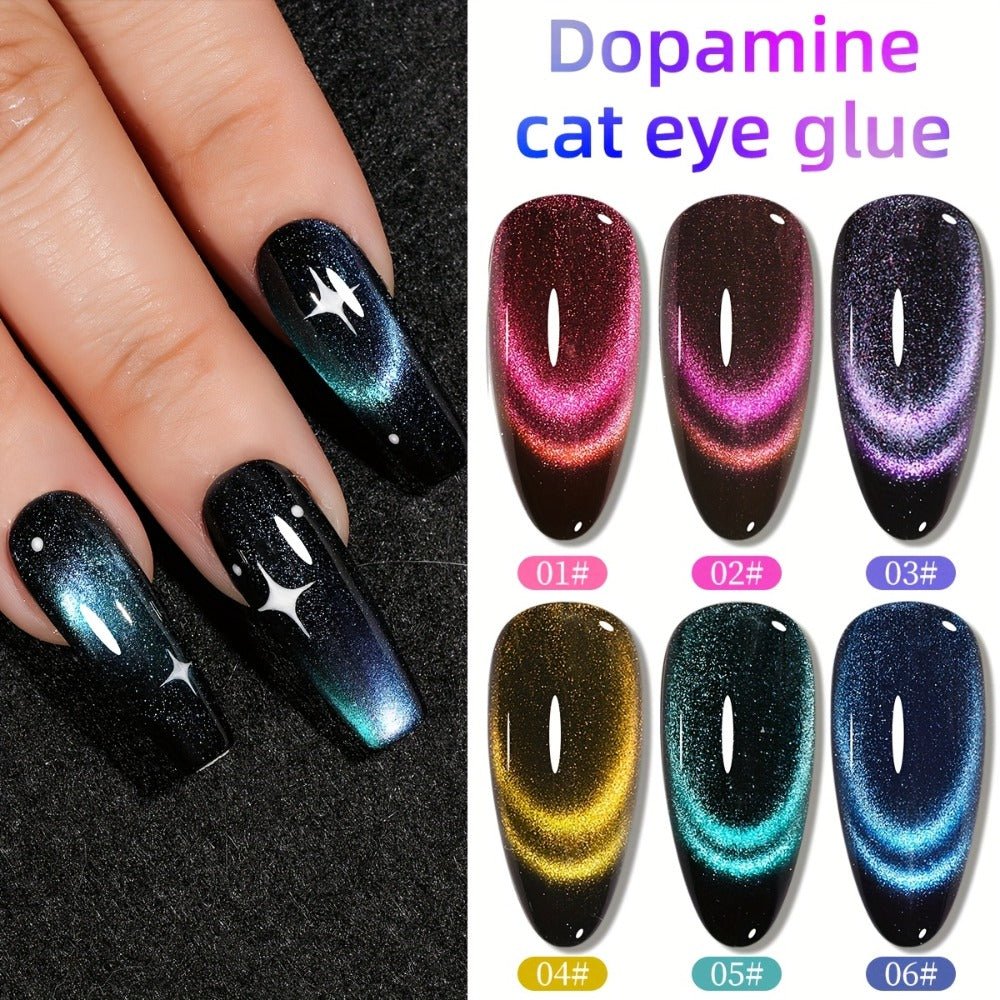 Dopamine Cat Eye Gel Polish Set with Six Magnetic Colors and Photo Frame Bottles for UV LED Nail Art — image 3