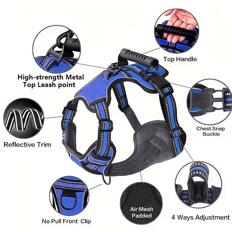 Walking Dog Harness and 5-Foot Leash Set in Five Colors and XS–XL with Front Clip, Top Clip and Handle — image 6