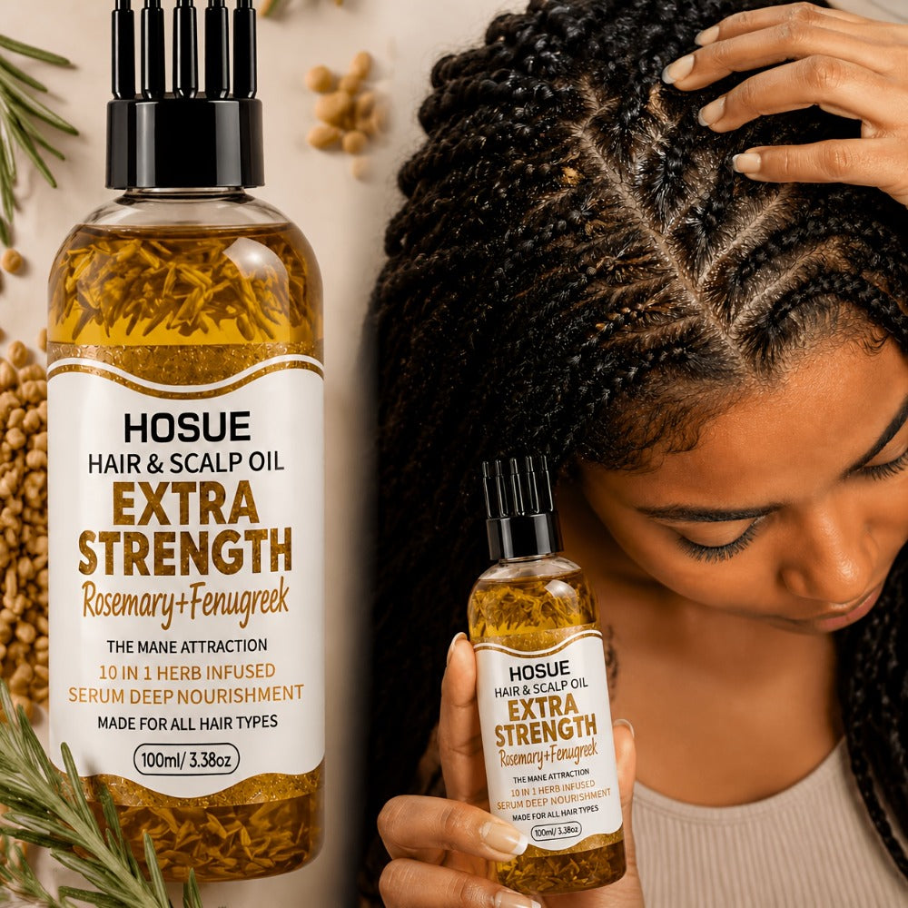 Rosemary and Fenugreek 10-in-1 Hair and Scalp Oil, 100ml Dropper Bottle with Ten Printed Botanical Oils — image 1