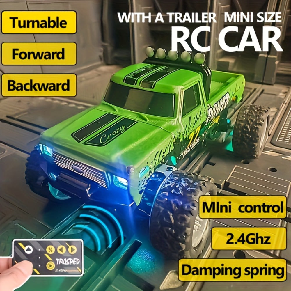 Mini RC Monster Truck 1:64 Scale with Matching Trailer, 2.4GHz Controller, LED Details and Three Color Options — image 8